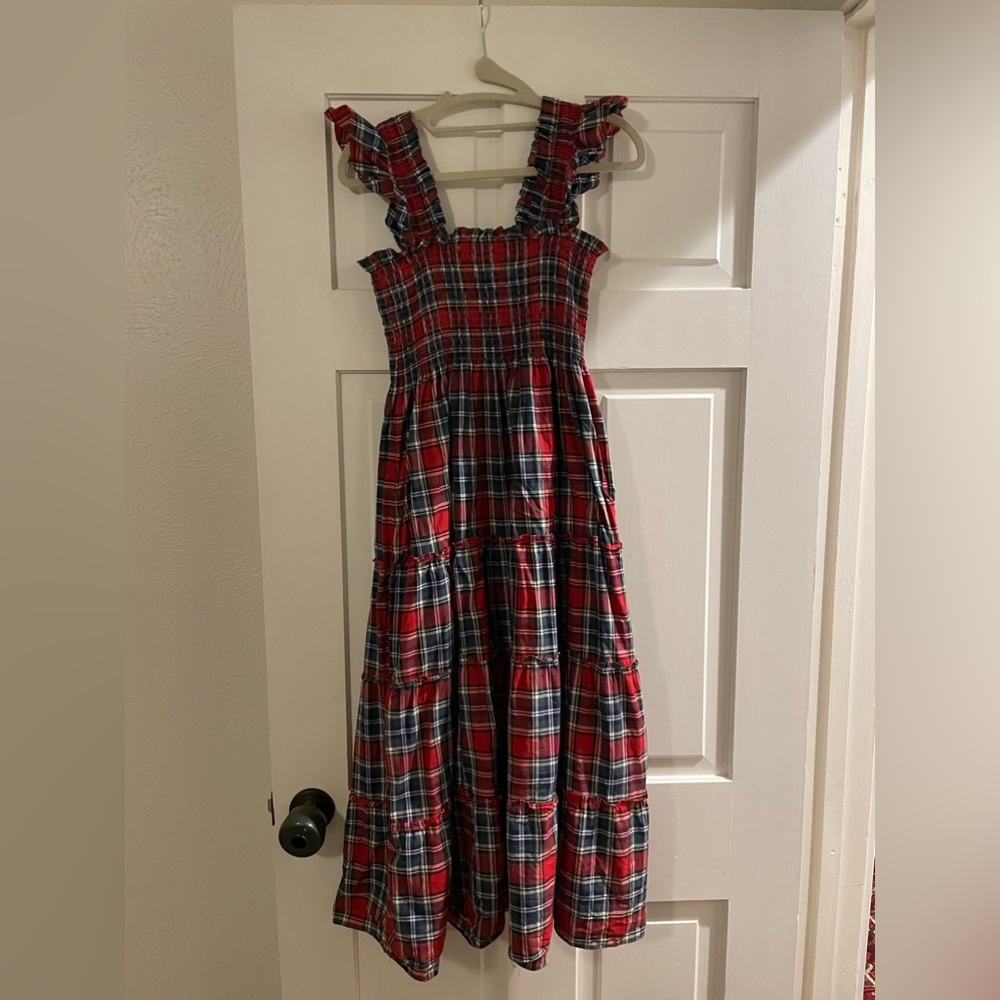 HILL HOUSE Ellie nap dress red tartan plaid holiday EUC